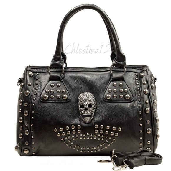 New Studded Skull Gothic Crossbody Shoulder Bag Handbag - Picture 1 of 13